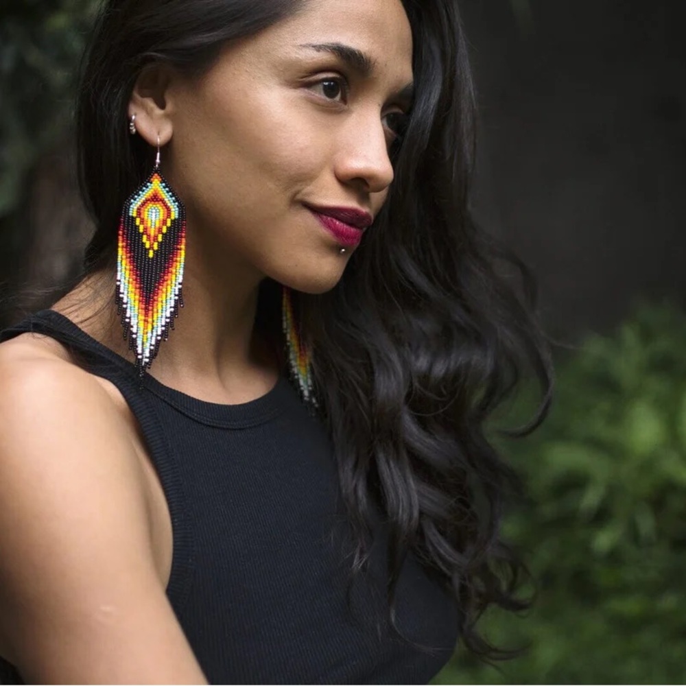 Indigenous hand beaded earrings